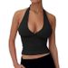 Women's Slim Fit Halter Neck Tank Top Solid Color Milk Silk Backless European American Fashion Spring Summer New Import_ecoleips.com
