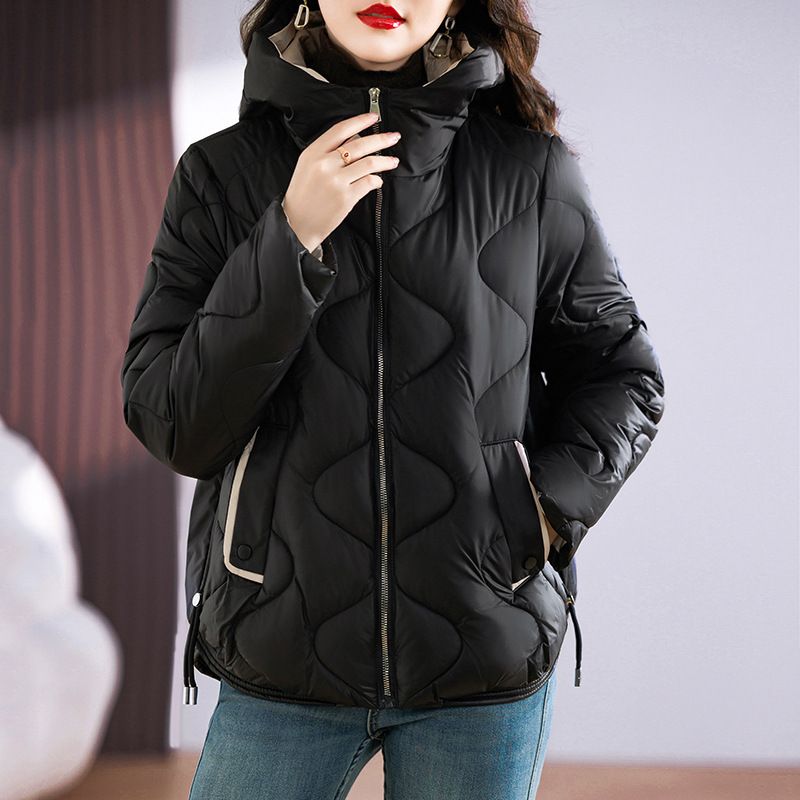 Short 2025 New Fashionable Glossy Slim Lightweight Hooded Coat Women's Cotton Padded Jacket_ecoleips.com