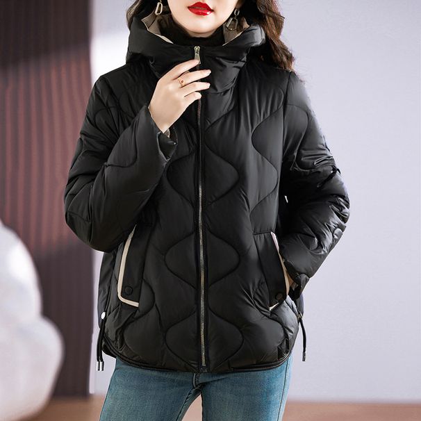 Short 2025 New Fashionable Glossy Slim Lightweight Hooded Coat Women's Cotton Padded Jacket_ecoleips.com