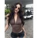 Women's Clothing Slim Fit V-Neck Mesh Camisole Korean Style Short Top Fashionable Alluring Versatile Spring/Summer Tank Vest_ecoleips.com