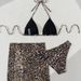 Swimsuit Women Three-Piece Leopard Bikini European And American Triangle Cup Strap High-End Metal Small_ecoleips.com