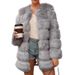 Women's Faux Fox Fur Coat – Luxe Long Winter Coat With Windbreaker Design (Black/Pinkish/Light Gray, S-XXXL)_ecoleips.com
