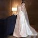 Sweetheart Neckline Wedding Dress – Luxe Satin & Lace Ball Gown With Detachable Train, A-Line High Waist Bridal Dress For Princess Style (XS-XXL)_ecoleips.com