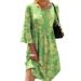 Women's Trendy Long Dress Crew Neck Pullover Style Vivid Digital Print Oversized Swing Hem Elegant Daily Vacation Wear_ecoleips.com