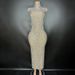 Women's Clothing Cheongsam Style Waist Slim Fit Temperament Sleeveless Super Shiny Full Diamond Dress_ecoleips.com
