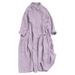 Women's Clothing Autumn New Forest Linen Dress Nine Points Long Sleeves High Waist Big Swing Skirt Loose Comfortable Cardigan Cotton Linen Long Skirt_ecoleips.com