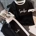 Women's Clothing Gold Gradient Letter Print Fashion Set Summer New Short Sleeve Clothing_ecoleips.com