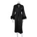Aria Basics 2026 Spring/Summer Pajamas Cardigan Feather Satin Robe Loose Long European And American Bathrobe Women's Homewear_ecoleips.com