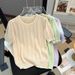 Fresh Hollow Quality Round Neck Short Sleeve T Shirt Small Shirt Versatile Slim Ice Silk Knitted Sweater Top_ecoleips.com