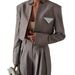 Women's Striped Blazer & Wide-Leg Pants Set – Business Casual Suit For Office & Travel (S-XL, Grey)_ecoleips.com