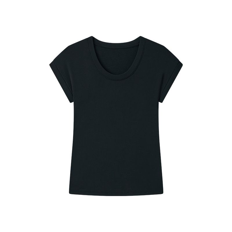 Summer Silk Wool Short Sleeve T-Shirt Women's Tencel Modal Oval Face Bottom Shirt Slim Skinny Simple Top_ecoleips.com
