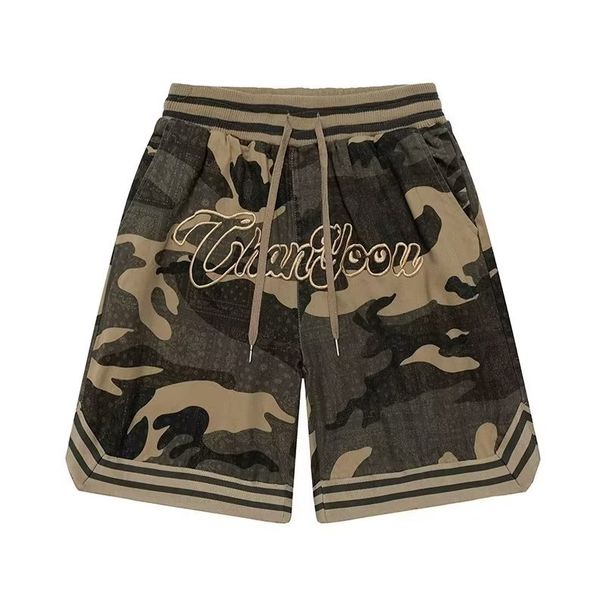 Women's American Retro Camouflage Cargo Shorts Heavyweight Embroidered Five Point Sports Basketball Pants Trendy Summer_ecoleips.com