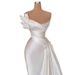 Women's Clothing White Temperament Satin Simple Light Wedding Dress Long Skirt Annual Meeting Host Dinner Birthday Dress_ecoleips.com