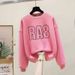 Women's Pure Cotton Sweatshirt 2023 Long Sleeve Thin Style for Spring And Autumn Petite round Neck Thickened Fleece Lined Jacket for Autumn And Winter_ecoleips.com