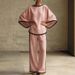 Women's Clothing Elegant Two Piece Set Round Neck Batwing Sleeve Cotton Linen New Style_ecoleips.com