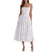 Women's French Elegant Lace Panel Belted Halter A-Line Maxi Dress – Sweet Countryside Summer Gown_ecoleips.com