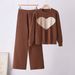 Women's Heart Shaped Jacquard Pullover Sweater round Neck Knitwear Casual Base Layer Loose Fitting Thick Autumn Winter Trendy Youthful_ecoleips.com