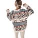 girl 2022 European And American Cross-Border Round Neck Loose Five-Color Christmas Theme Jacquard Long Sleeve Women's_ecoleips.com