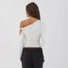 WG097 In-stock Summer New French Hot Girl Style Pleated Slim Fit Asymmetrical Neck Off-Shoulder Long Sleeve T-shirt Top_ecoleips.com