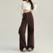 Coffee Colored High-Waisted Wide Leg Jeans for Women Slimming Casual Loose Straight Leg Trousers Trendy Versatile New Style_ecoleips.com