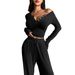 Women's Clothing Autumn Suit Long Sleeved Button Down Solid Color Tight Top Plus Trousers Two Piece Suit For Women_ecoleips.com