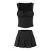 Women's Clothing Design Vest Striped Strap Top Pleated Skirt Suit_ecoleips.com