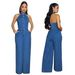 European And American Women's Denim Jumpsuit High Elastic Sexy Backless Lapel Wide Leg Pants Sleeveless 3582 Cross Border Fashion_ecoleips.com