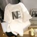 Women's White Short Sleeved T-Shirt Loose Fitting round Neck Spring Summer New Style Lazy Versatile Trendy Top_ecoleips.com