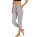 Women's Solid Color High-Waisted Sports Yoga Capri Pants with Pockets Wide Leg Fitness Trousers for Europe & America_ecoleips.com
