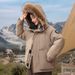 Women's Clothing Vintage-Inspired Short Puffer Jacket With Detachable Faux Fur Hood - Warm Utility Coat For Women (Black, Beige, Khaki, Army Green)_ecoleips.com