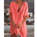 Women's Multi-Color Loose Short-Sleeved Shirts Mid-Length Solid Color Tops for European And American Fashion Foreign Trade_ecoleips.com