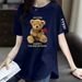 Women's Clothing T Shirt For Women Medium And Long Print Slim Fit Large Size Loose Slit T Shirt Top_ecoleips.com
