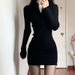Women's Clothing Women's Pure And Sweet Spicy Style Black Long Sleeved Short Dress Spring Autumn High End Bodycon Knitted Dress_ecoleips.com