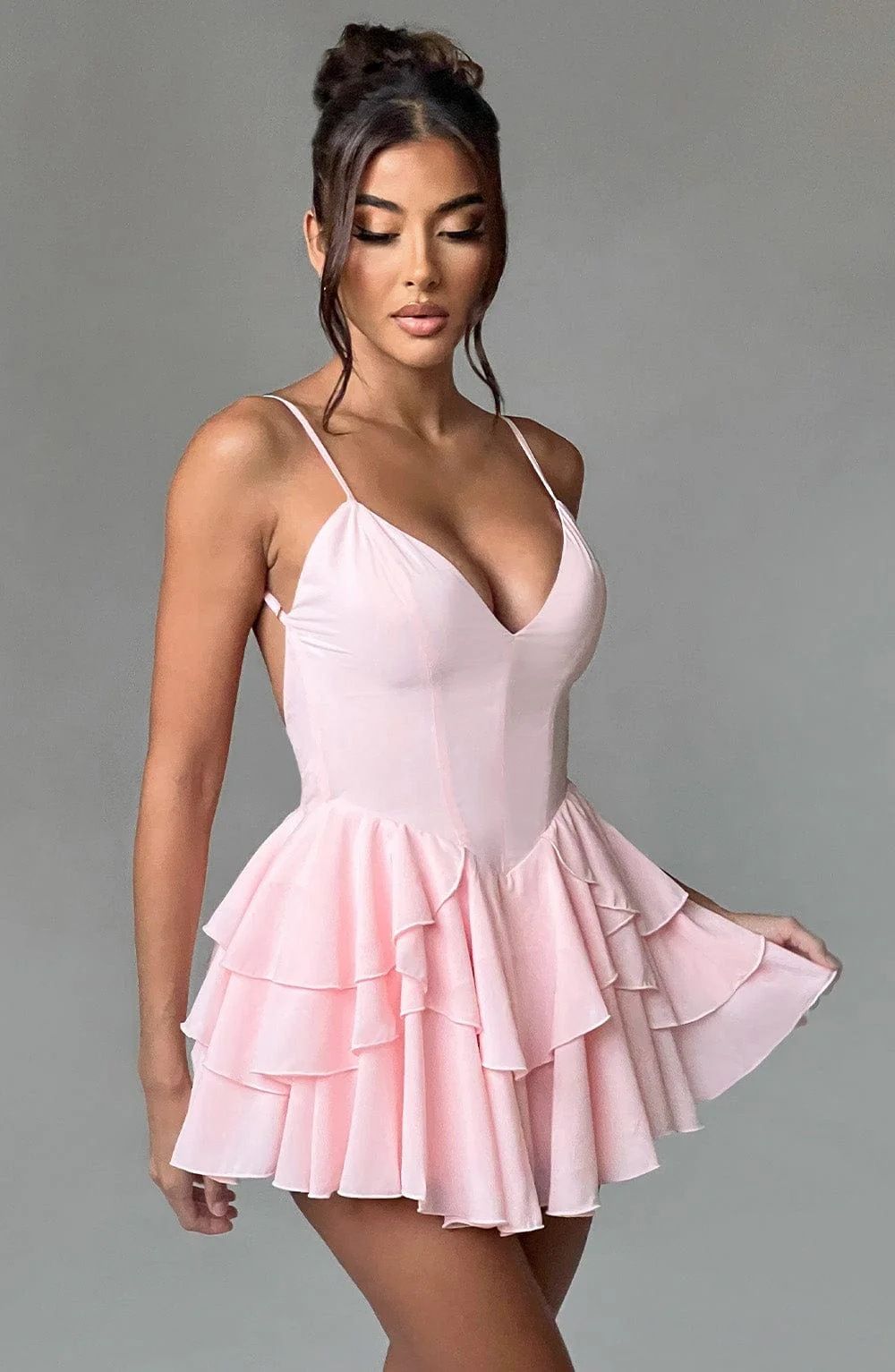 European And American Style's Clothing 2024 New French Sexy Deep V Backless Ruffled Halter Neck High-end Dress For_ecoleips.com
