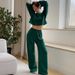 Green Loose Milk Silk Sleeve Long Pants Comfortable Pajama Set European And American Autumn New Cross-Border Home_ecoleips.com