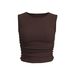 Juyitang Women's Sleeveless Ribbed Ruffled Top Double Sided Slim Fit Yoga Sports Vest New Arrival Summer_ecoleips.com