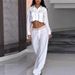 Women's Clothing Women's Casual Commuter Shirt And Pants Set Long Sleeved Button Down White For Formal & Casual_ecoleips.com