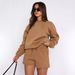 K Women's New Arrivals Solid Color Loose Multi-Purpose Casual Round-Neck Hoodie And Shorts Set. No Accessories_ecoleips.com