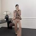 Women's Clothing Autumn Fashionable Autumn Knit Suit Set – Oversized Vest + Wide-Leg Pants (One Size, Black/Beige/Khaki, Office & Casual Outfit)_ecoleips.com