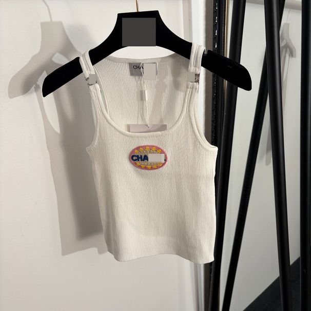 High-End Foreign Trade Elegant Slim-Fit Dopamine Sweet Style Cute Embroidered Letter Knitted Vest_ecoleips.com