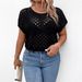 Women's Tops Cross-Border European And American Fashion Sexy Hollowed-Out Tassel Patchwork Knit Short-Sleeve T-Shirt_ecoleips.com