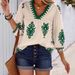Women's Clothing Summer Short Sleeved Digital Printing V Neck T Shirt_ecoleips.com