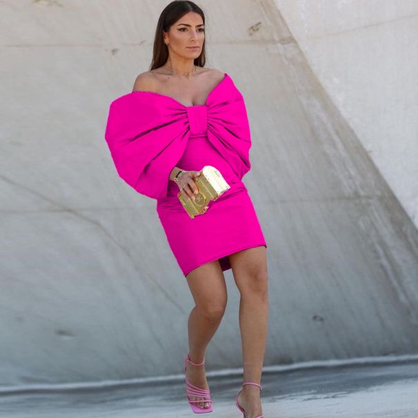 Women's Clothing Bow Dress Design Fashion Sexy Banquet Hip Skirt Party Dresses_ecoleips.com