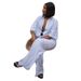 Women's Clothing Summer New Casual Lapel Three Quarter Sleeve Striped Shirt High Waist Trousers Two Piece Suit_ecoleips.com