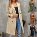 Women's Clothing Women's Double Breasted Trench Coat Classic Lapel Coat Slim Coat Long Coat_ecoleips.com