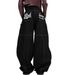Women's High Waist Straight Leg Jeans - Large Size Loose BF American Style Floor-Length Trousers With Pocket Letter Scimitar Design_ecoleips.com