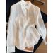 mnfs9103 White Floral Beaded Embroidered Shirt For Women, 2026 Summer New Style, Simple Versatile With A High-end And_ecoleips.com