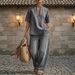Women's Summer Loose Casual Two Piece Set Comfortable Minimalist Denim Solid Color_ecoleips.com