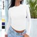 Y2K Streetwear Long Sleeve Tee – Stretch Viscose Blend Slim Fit Top (Black/White/Navy/Yellow, S/M/L/XL)_ecoleips.com
