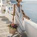 Women's Sleeveless V-Neck Striped Maxi Dress Flowy Beach Coverup Summer Vacation Dress 3 Color Options_ecoleips.com